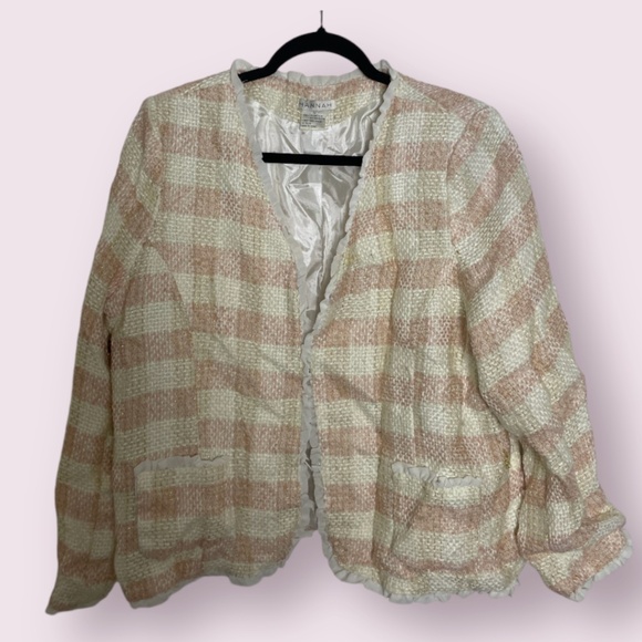 Tweed Checkered Plaid Holiday Elegant Party Frill Girly Work Business Art Jacket - Picture 1 of 7